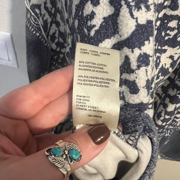 Free People Oversized Ruby Jacket Blue and White Print Shacket Size S - Picture 6 of 6